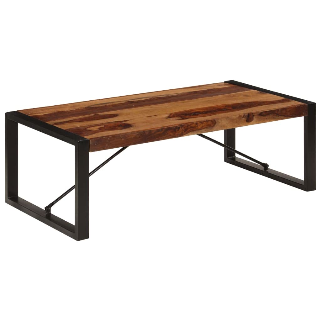Brown Sheesham Wood Coffee Table with Steel Legs S77679