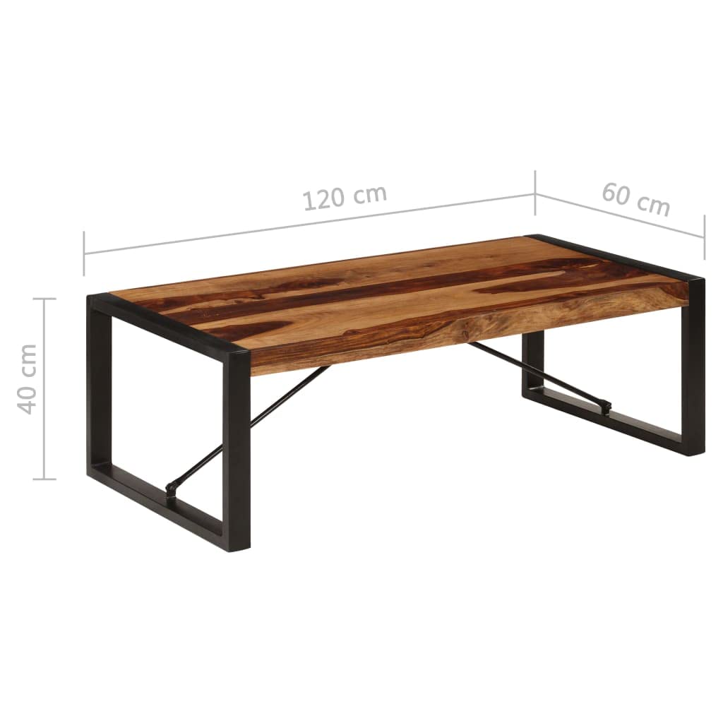 Brown Sheesham Wood Coffee Table with Steel Legs S77679