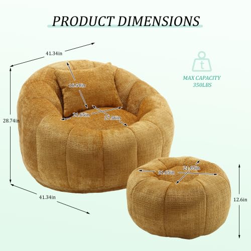 Oversized Round Bean Bag Chair with Ottoman & Pillow K833