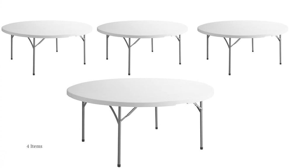 White 72 Inch Round Plastic Folding Table M8540