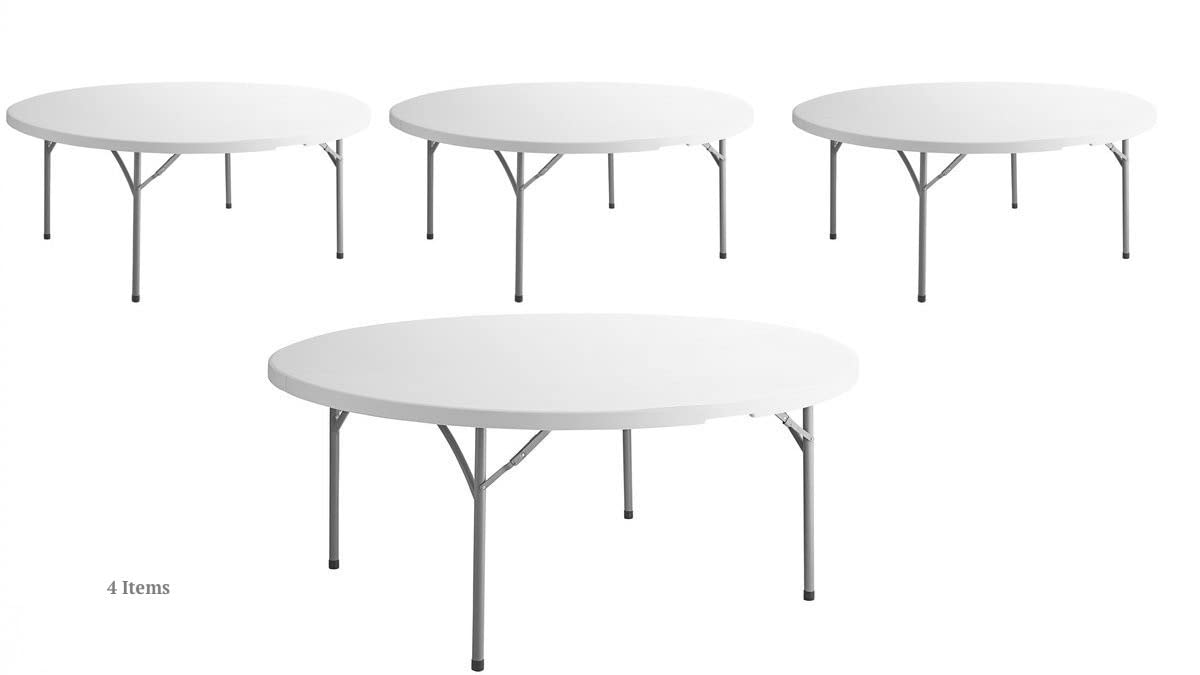 White 72 Inch Round Plastic Folding Table M8540