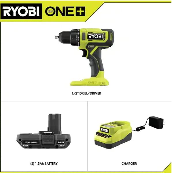 18V Cordless 1/2 in. Drill/Driver Kit with 2 1.5 AH Batteries and Charger O863