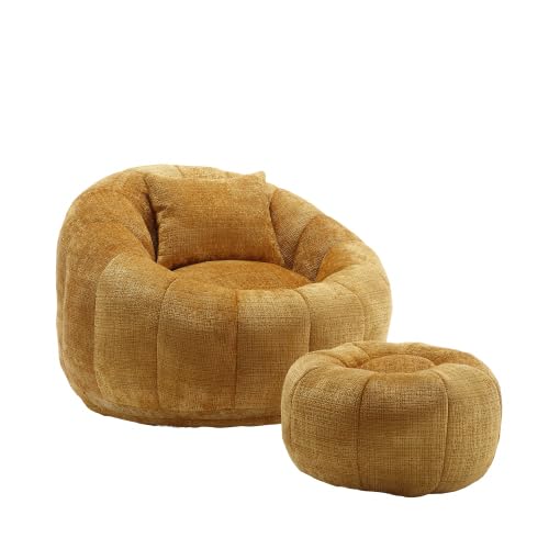 Oversized Round Bean Bag Chair with Ottoman & Pillow K833
