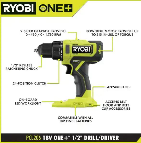 18V Cordless 1/2 in. Drill/Driver Kit with 2 1.5 AH Batteries and Charger O863