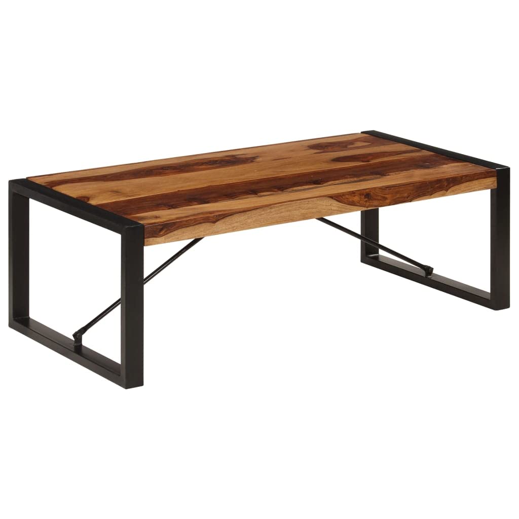 Brown Sheesham Wood Coffee Table with Steel Legs S77679