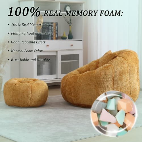 Oversized Round Bean Bag Chair with Ottoman & Pillow K833