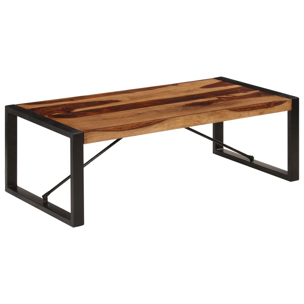 Brown Sheesham Wood Coffee Table with Steel Legs S77679