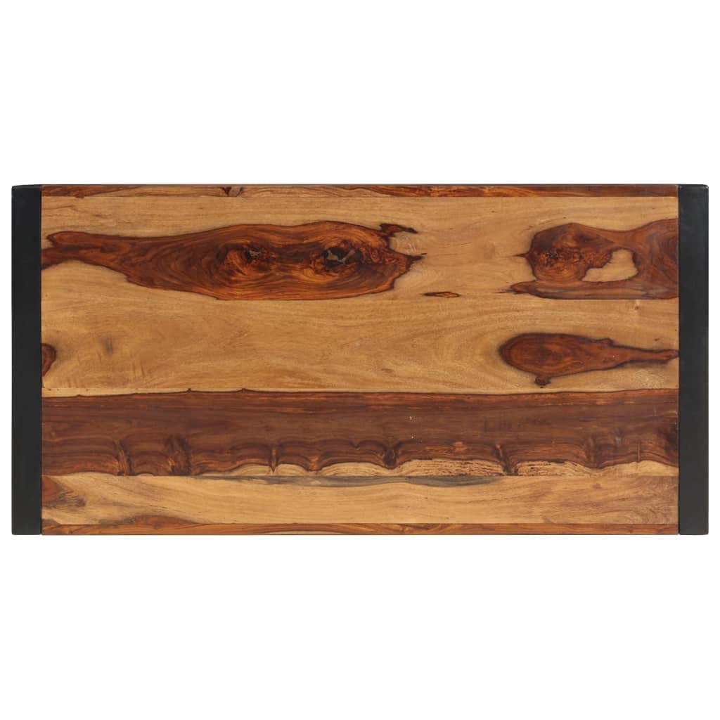 Brown Sheesham Wood Coffee Table with Steel Legs S77679