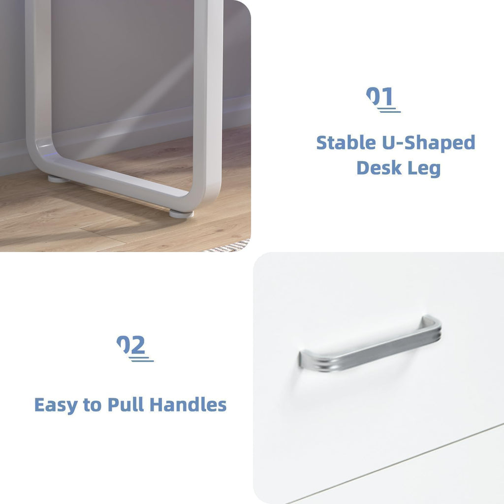 White Office Desk with 3 Drawers Q915744