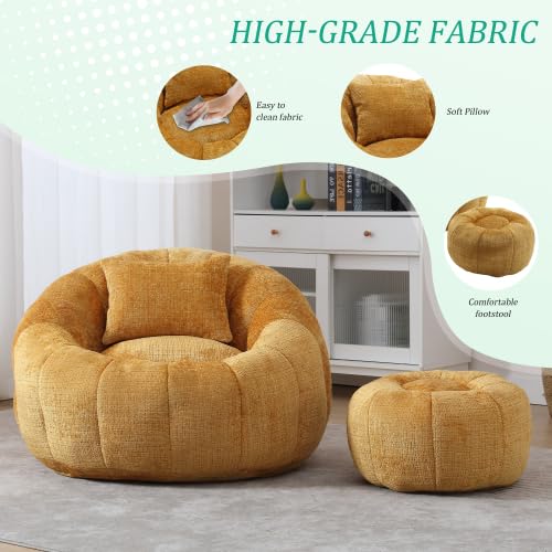 Oversized Round Bean Bag Chair with Ottoman & Pillow K833