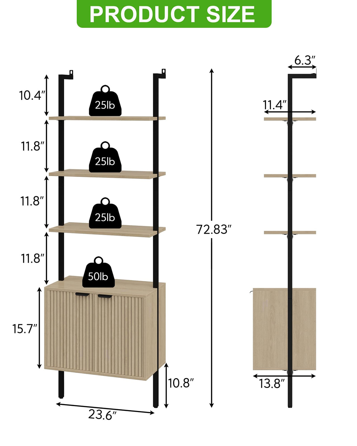 73" Tall Bookshelf with Cabinet F89545
