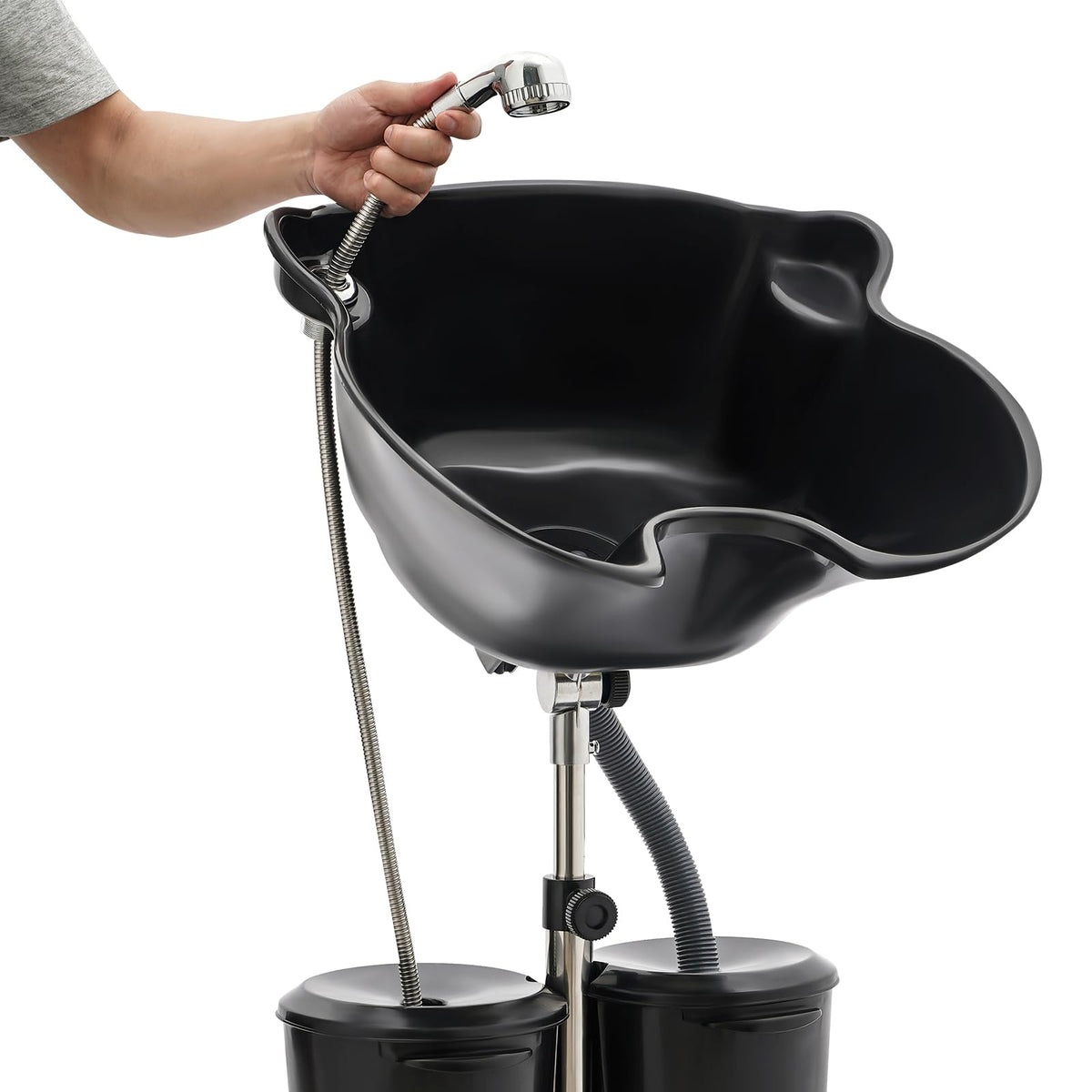 Portable Shampoo Bowl with Dual Buckets and Drain Hoses D63411