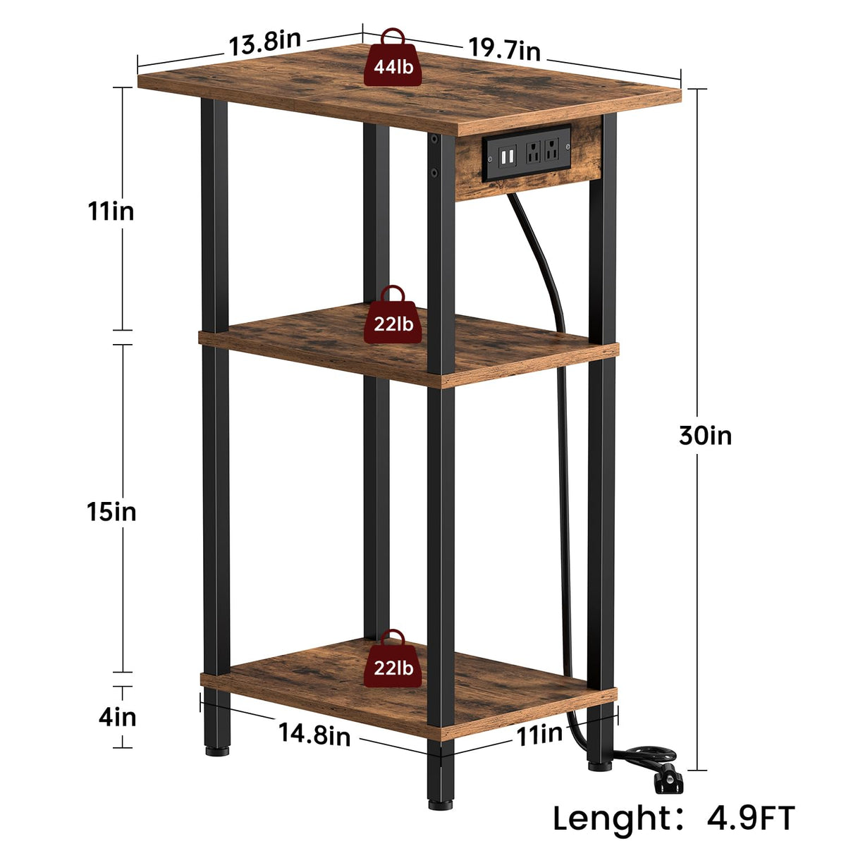Tall End Table with Charging Station S8299