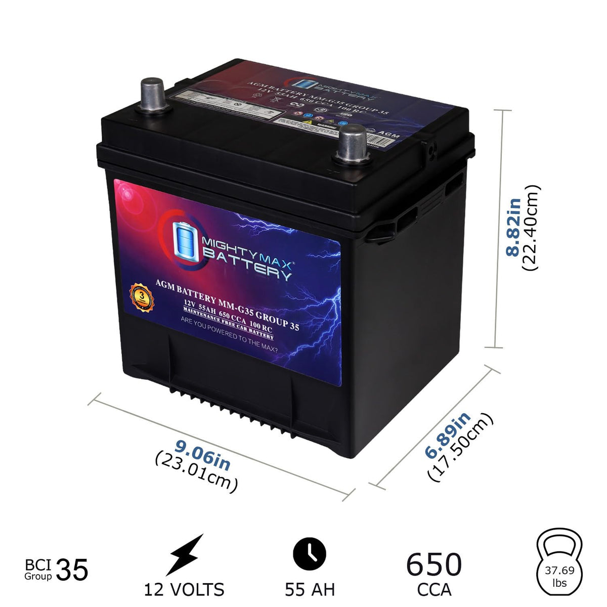 12V 55Ah AGM Replacement Battery Y512674