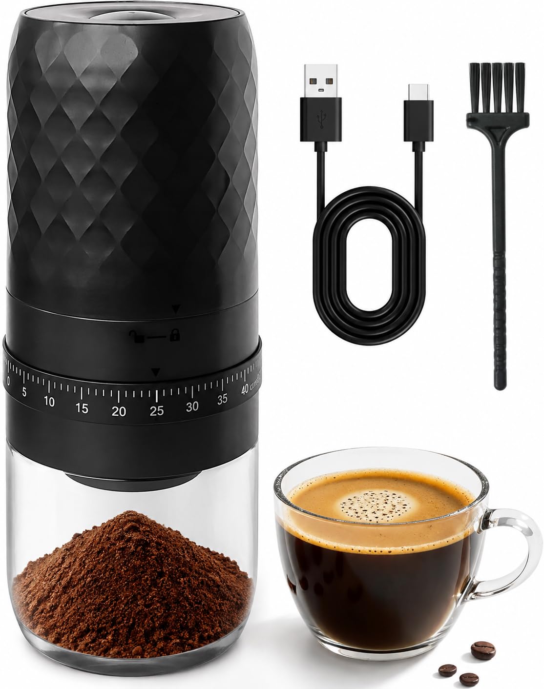 Portable Electric Coffee Grinder with 40 Adjustable Settings E530