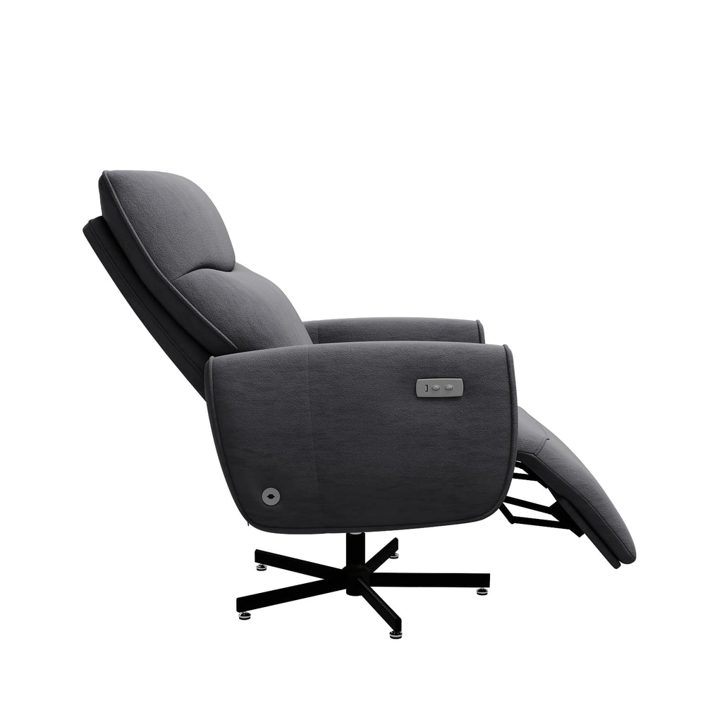 Grey Velvet Swivel Rocker Recliner Chair with USB & Type-C Charging L8987