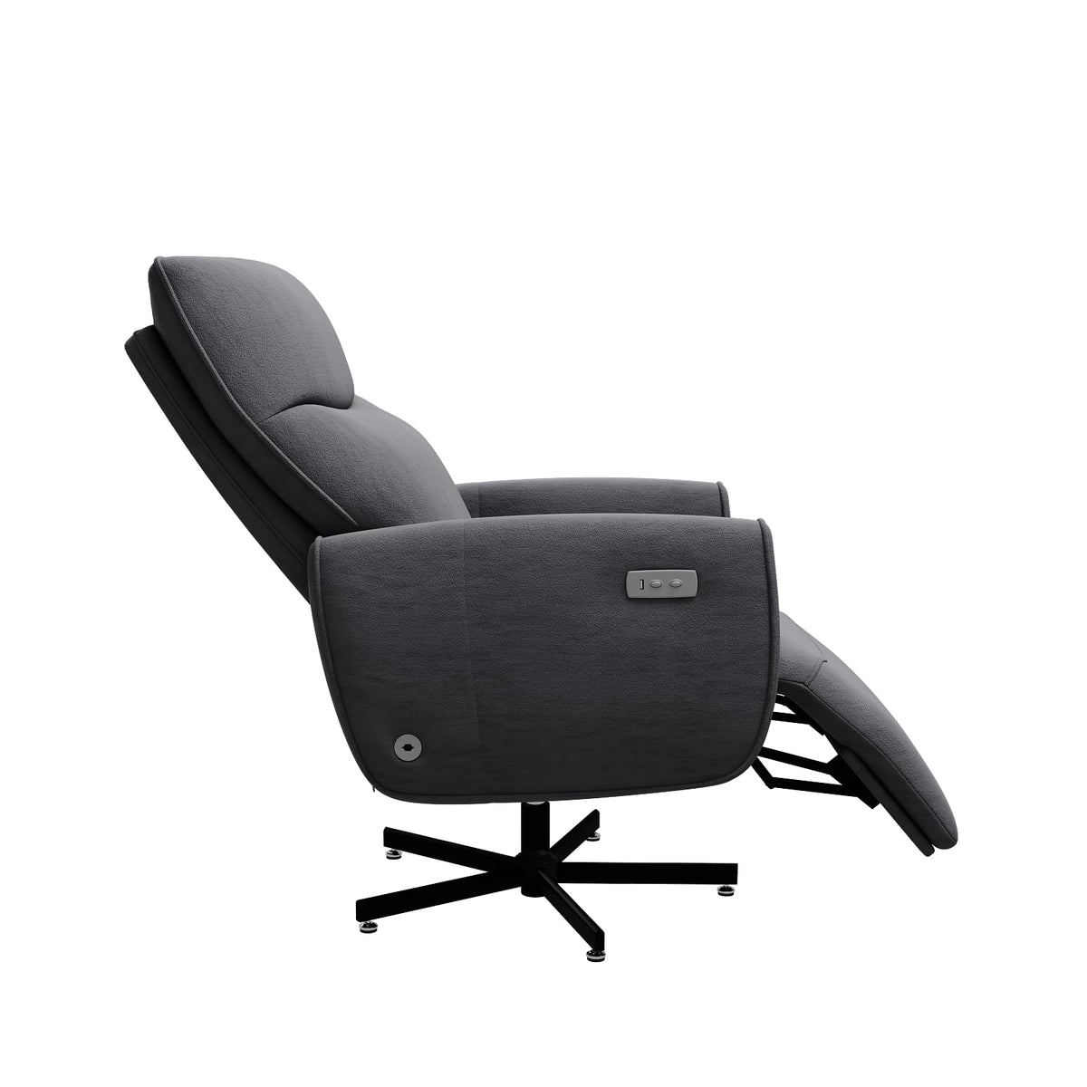 Grey Velvet Swivel Rocker Recliner Chair with USB & Type-C Charging L8987
