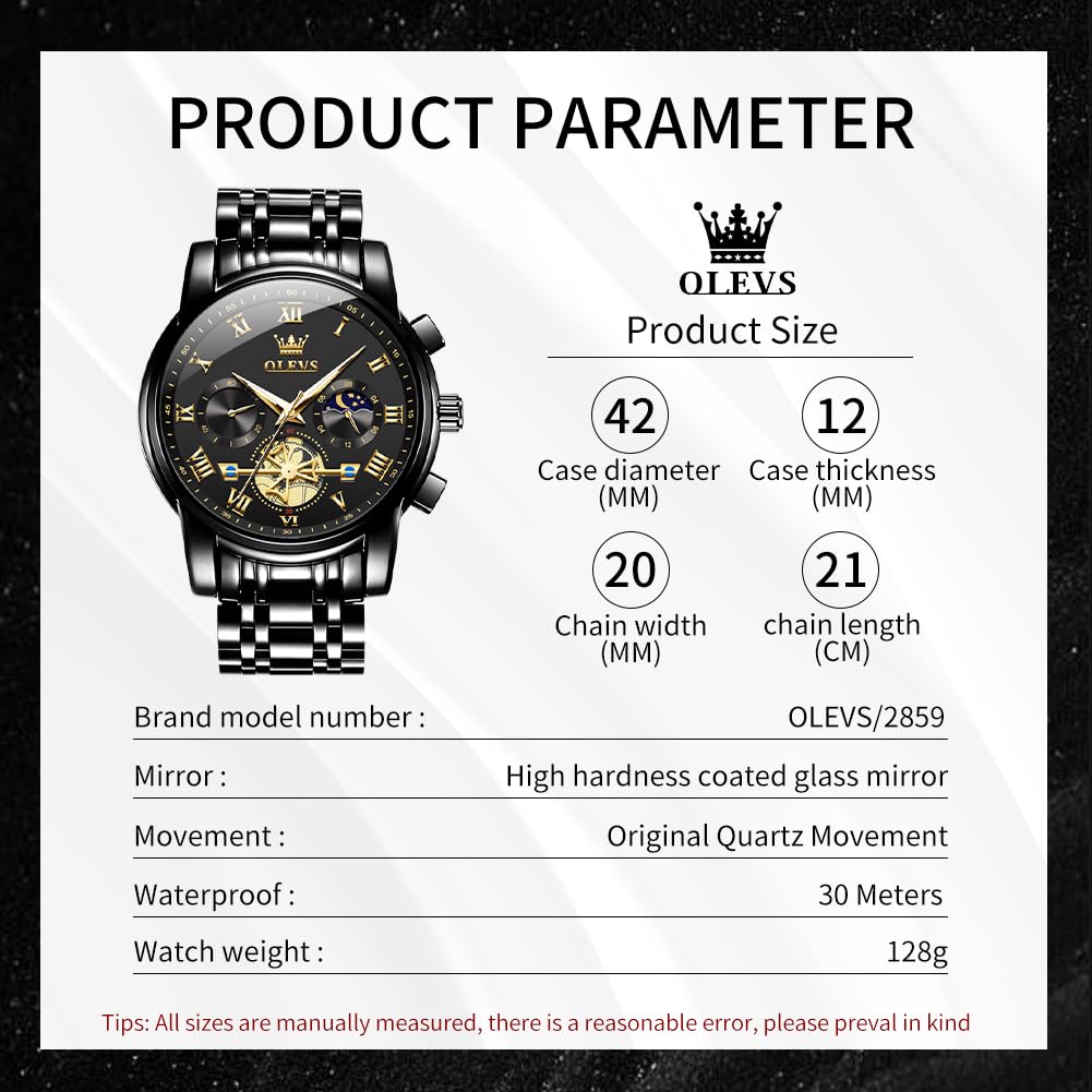Waterproof Stainless Steel Multifunction Mens Watch L68994