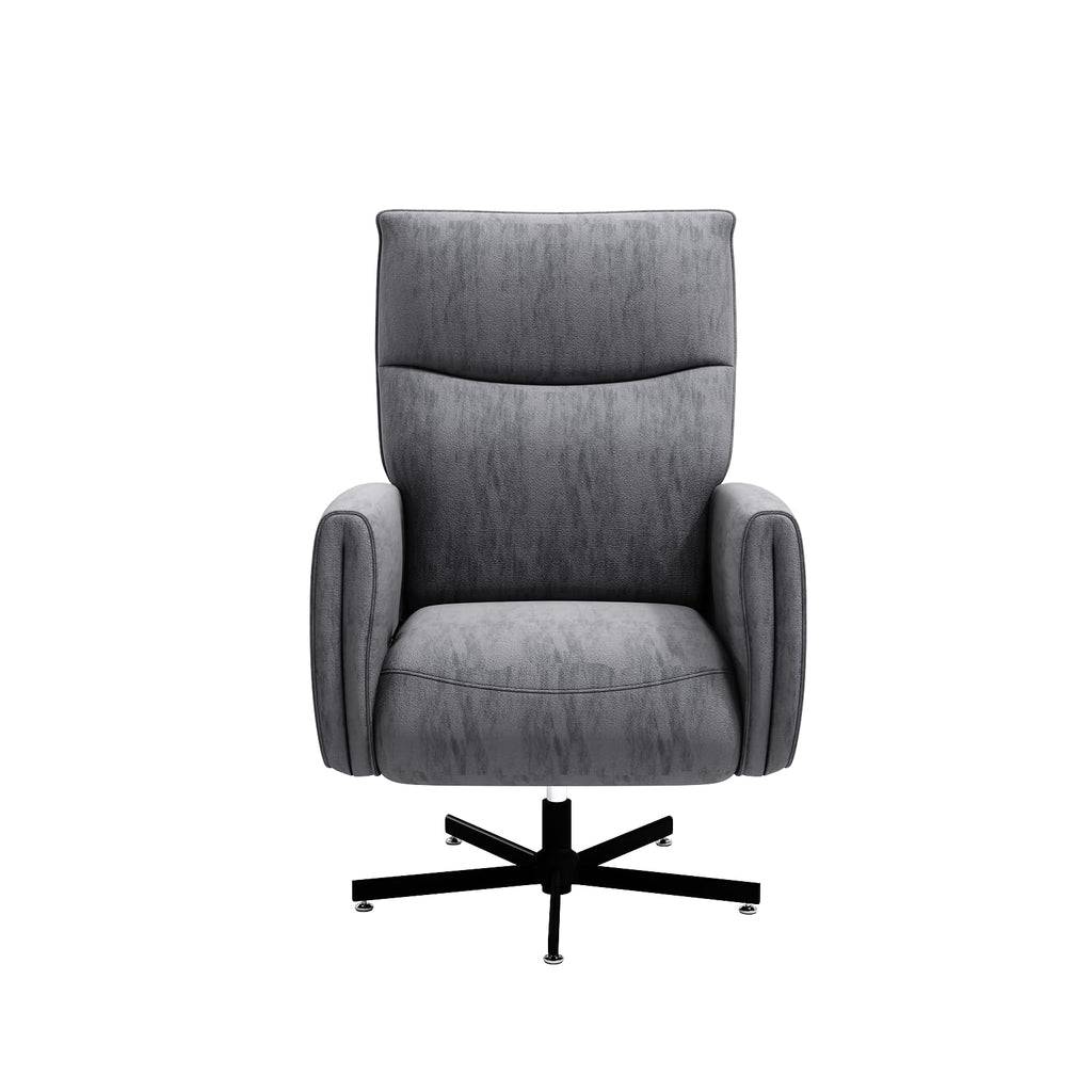 Grey Velvet Swivel Rocker Recliner Chair with USB & Type-C Charging L8987