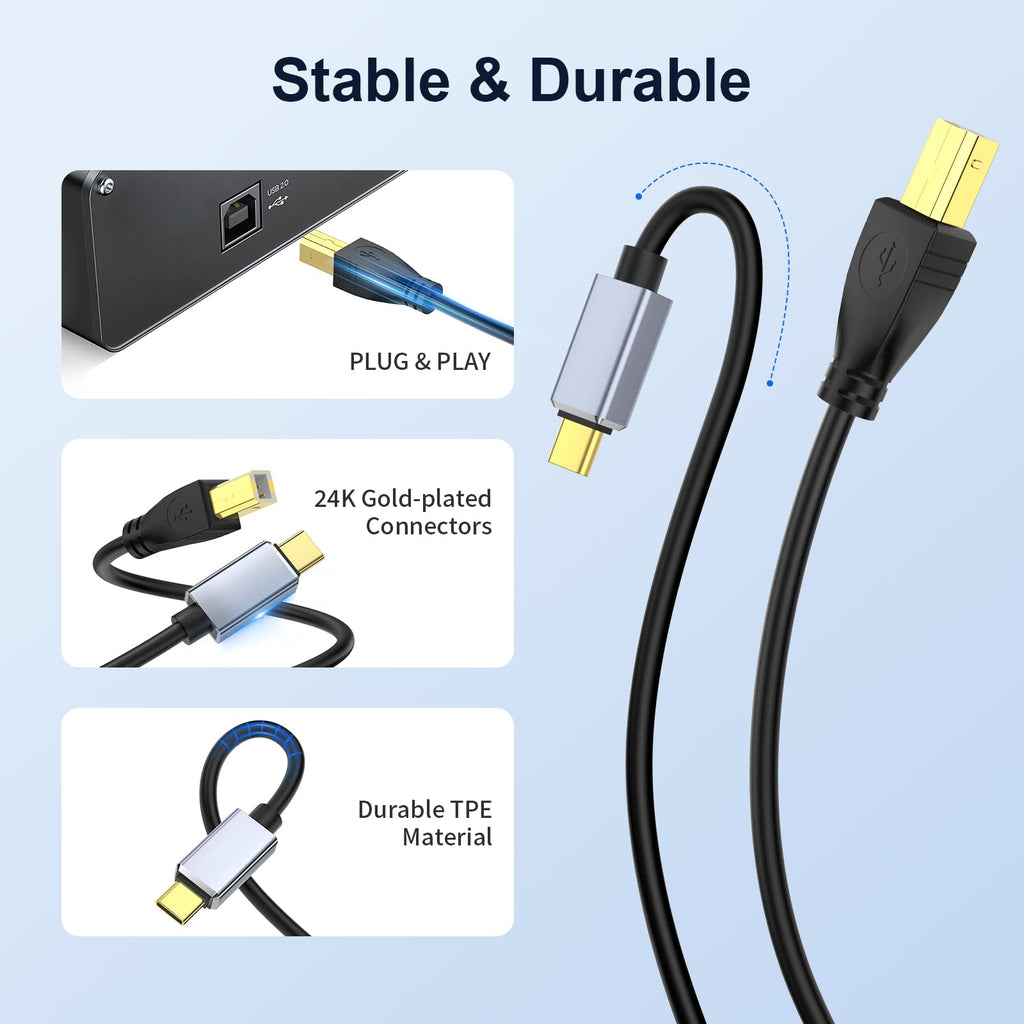 USB C to USB 2.0 MIDI Cable 5FT Black I6937