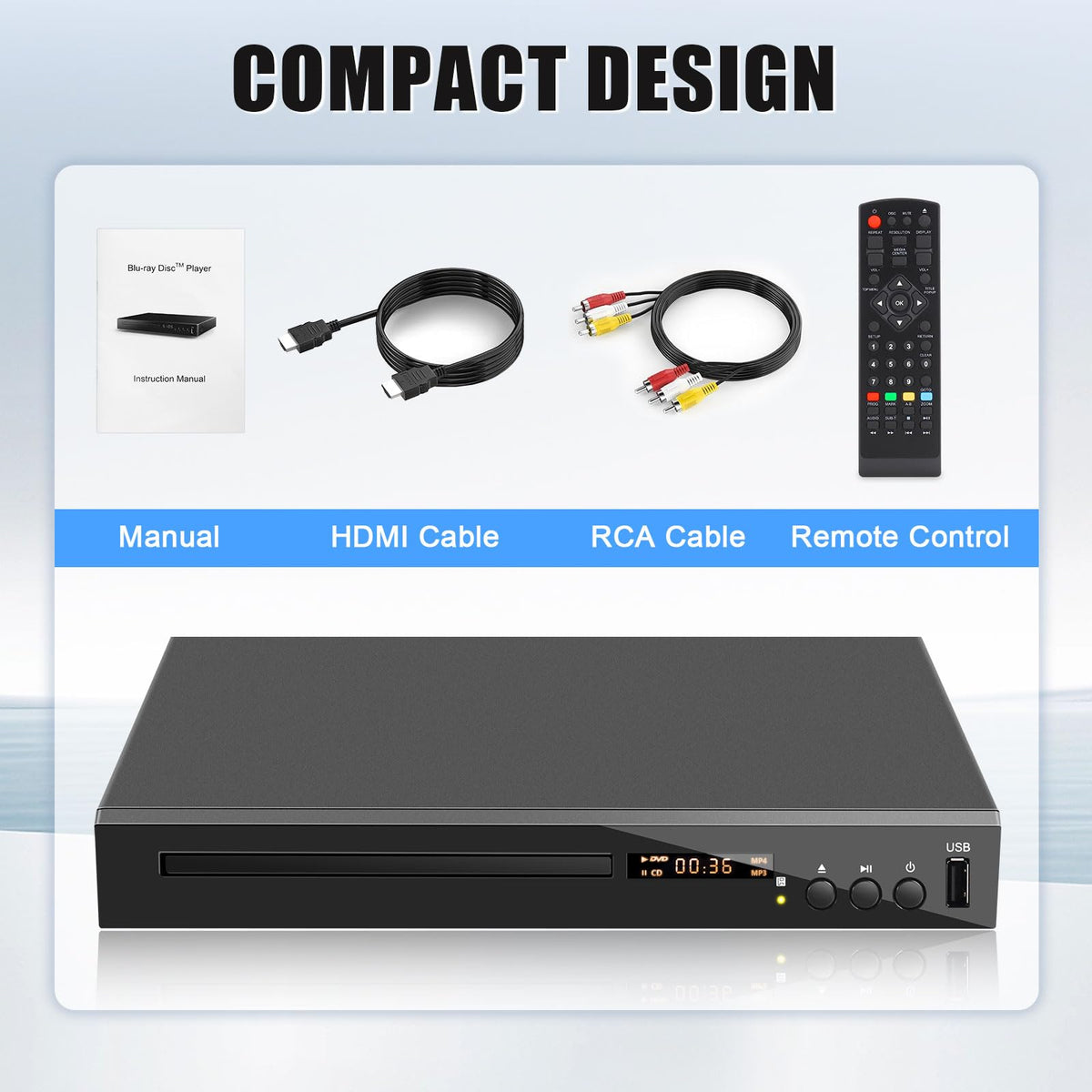 Blu Ray DVD CD Player with HDMI AV Coaxial Output F67033