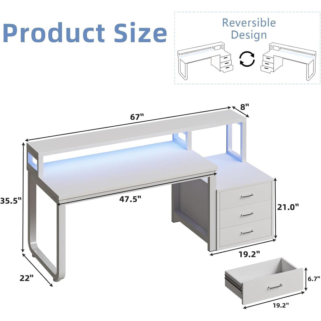 White Office Desk with 3 Drawers Q915744