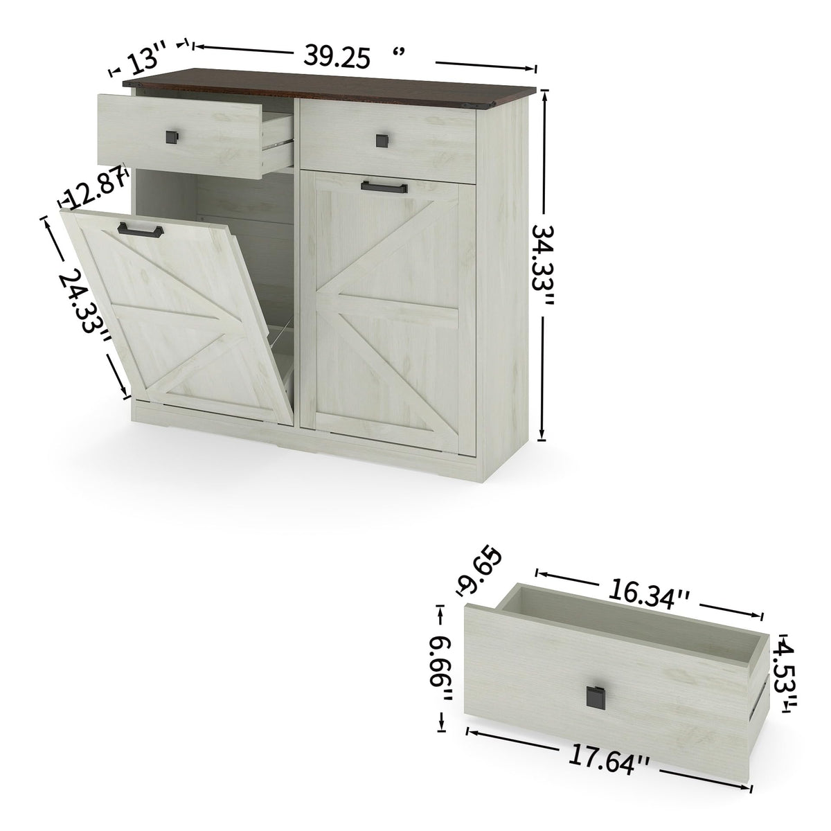 20 Gallon Double Tilt Out Kitchen Trash Can with Hideaway Drawer Q6455