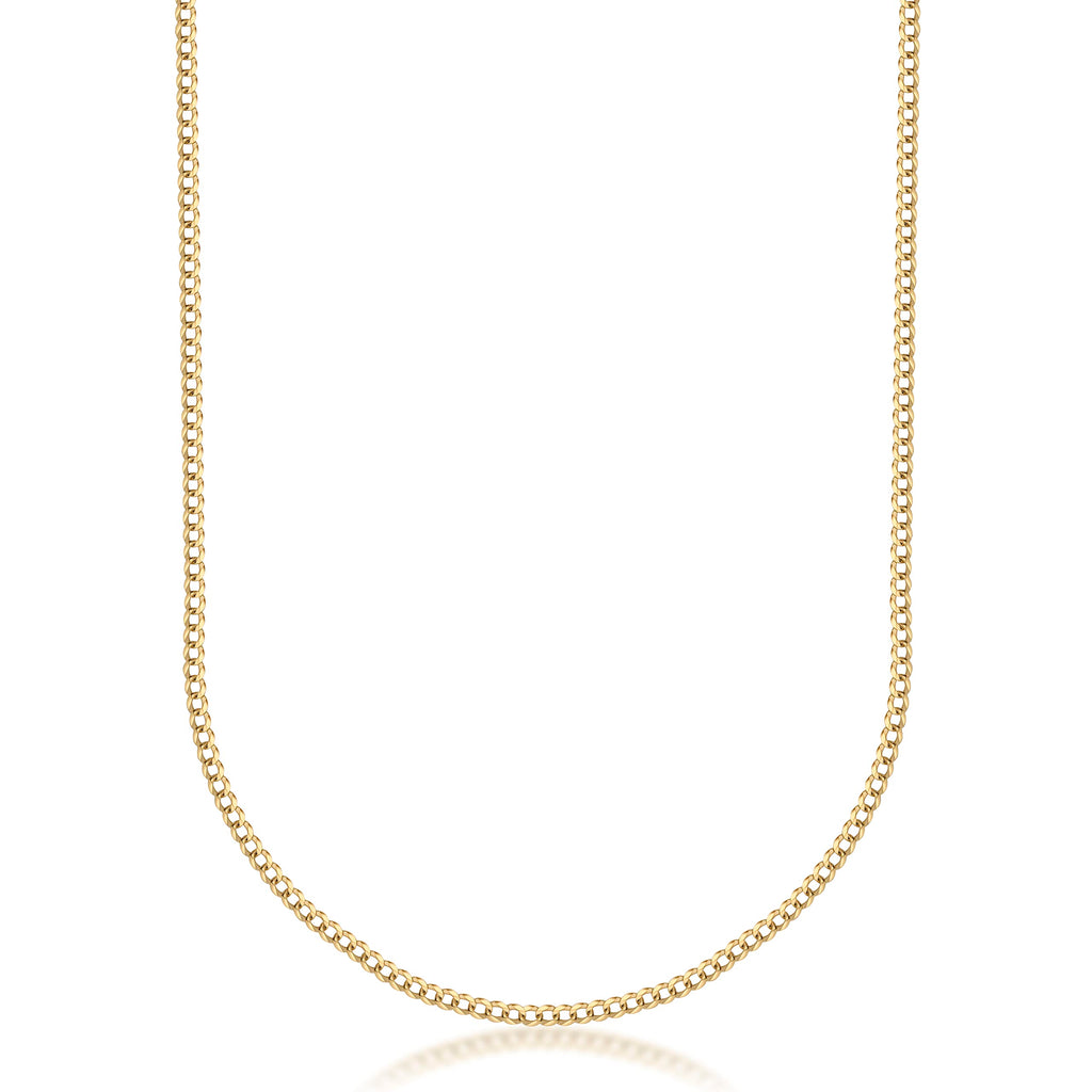 18K Solid Gold Cuban Curb Link Chain Necklace S311561