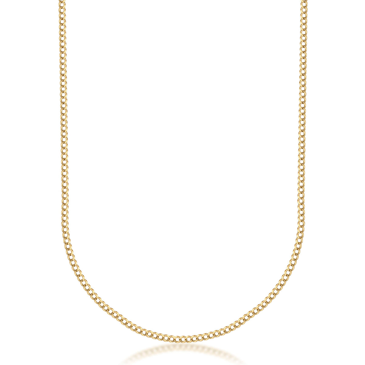18K Solid Gold Cuban Curb Link Chain Necklace S311561