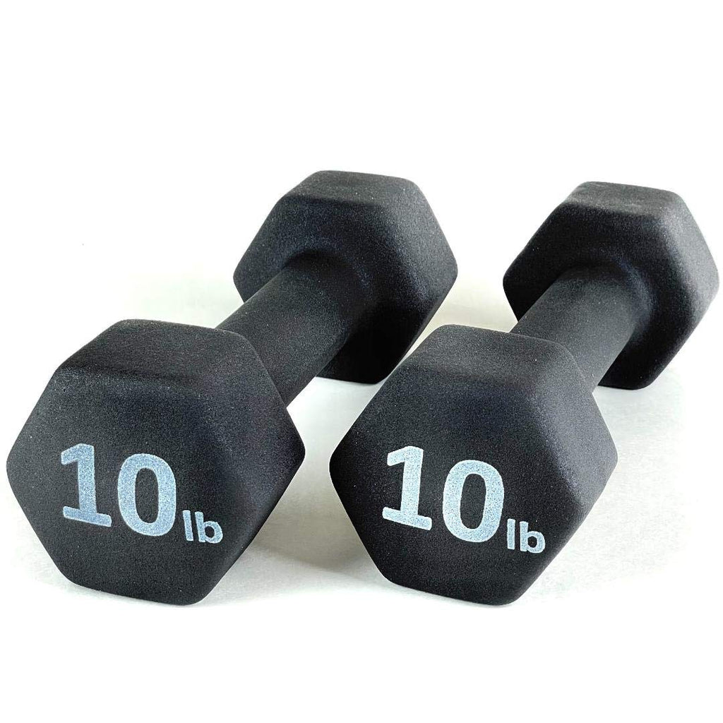 Black 10LB Set of 2 Neoprene Coated Hex Dumbbell W29287