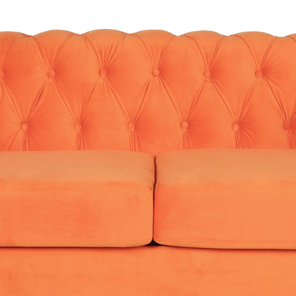 Orange Velvet 3 Pieces Sofa Set P409