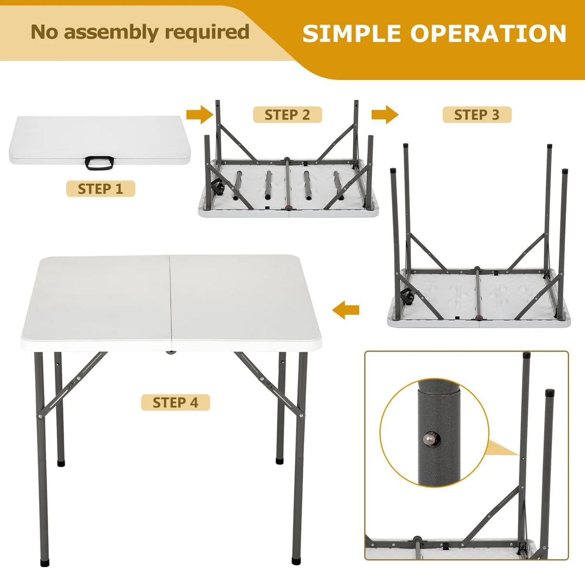 34" Square Plastic Folding Card Table with Carrying Handle N74779