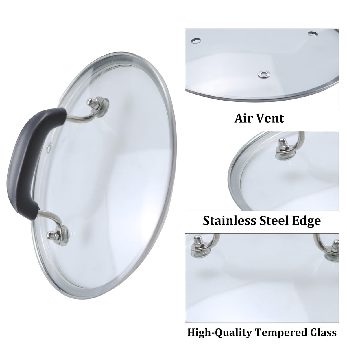 10.5 Inch Tempered Glass Lid with Silicone Handle Z1544