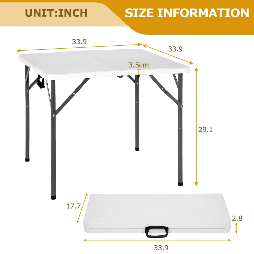 34" Square Plastic Folding Card Table with Carrying Handle N74779