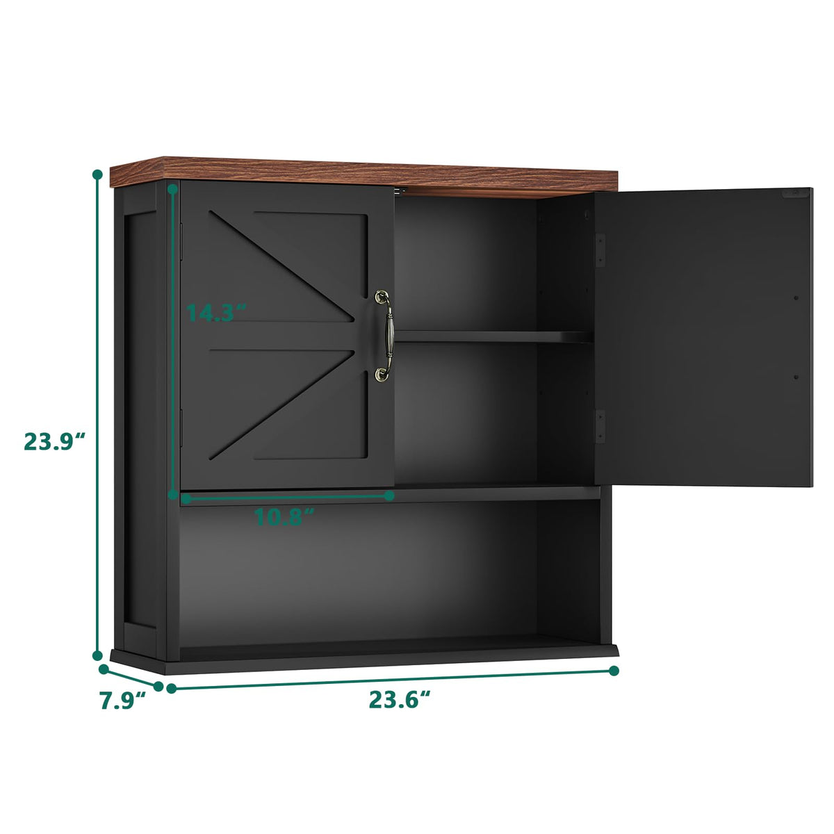 Black Wall Mounted Bathroom Cabinet with Adjustable Shelf T912