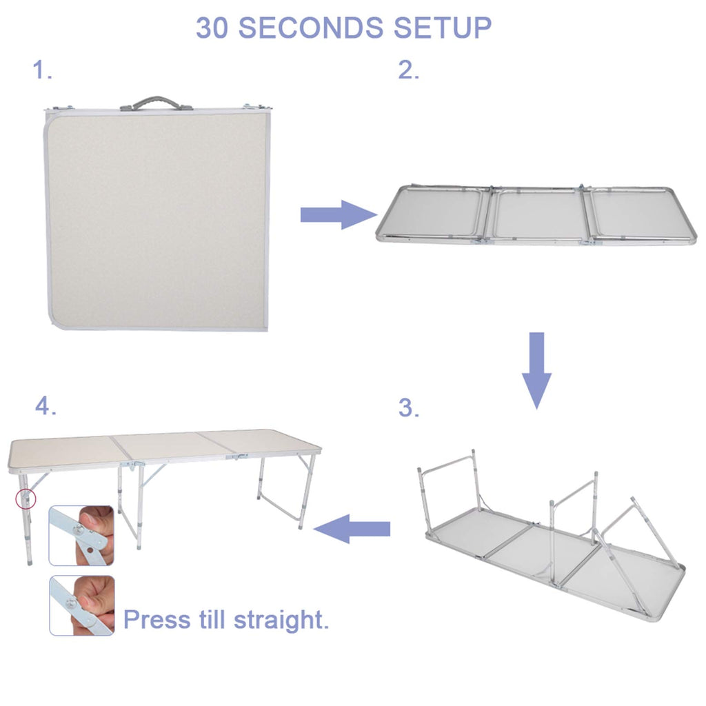 6ft Foldable Portable Table with Handle C889522