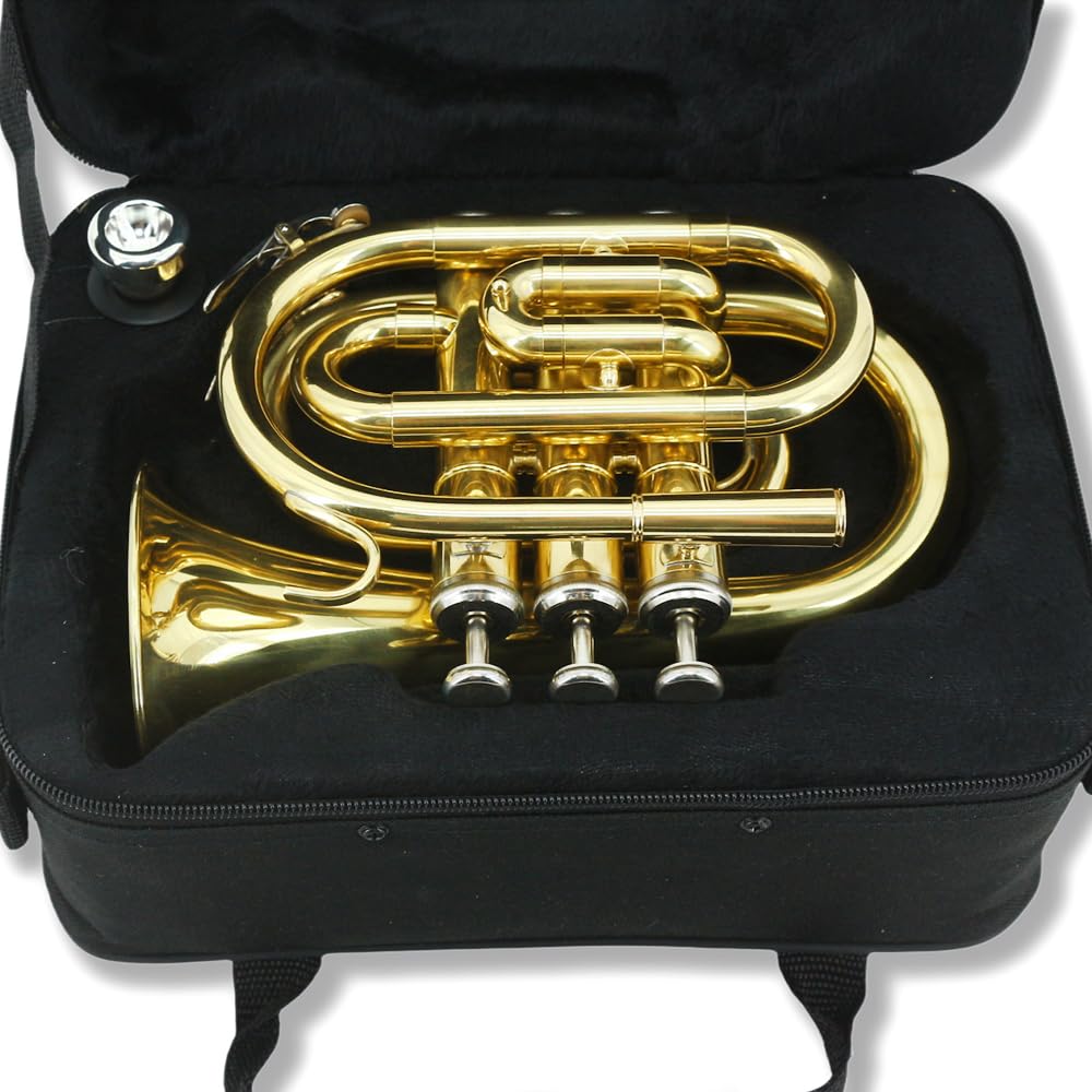 Bb Flat Brass Pocket Trumpet with 7C Mouthpiece J27945