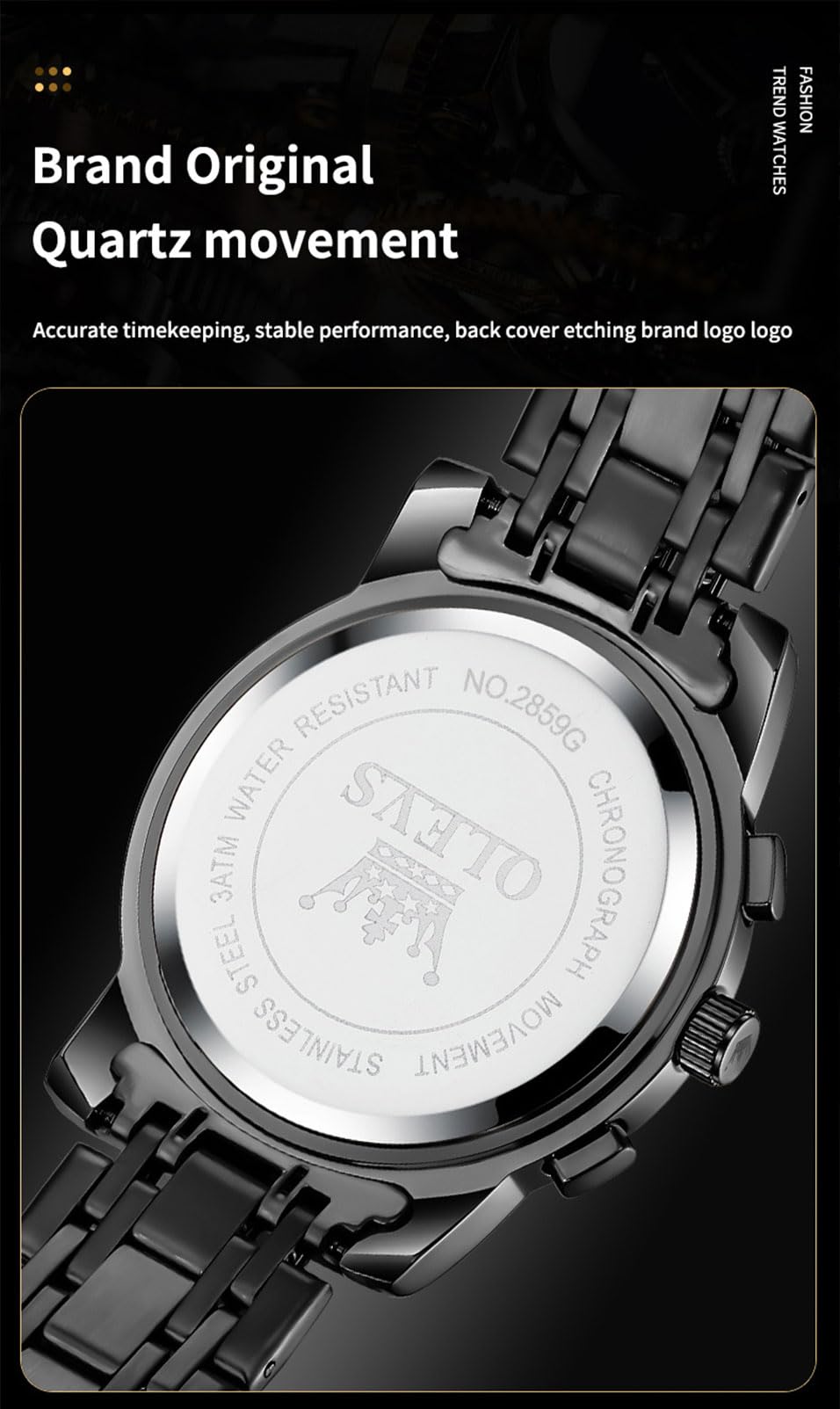 Waterproof Stainless Steel Multifunction Mens Watch L68994