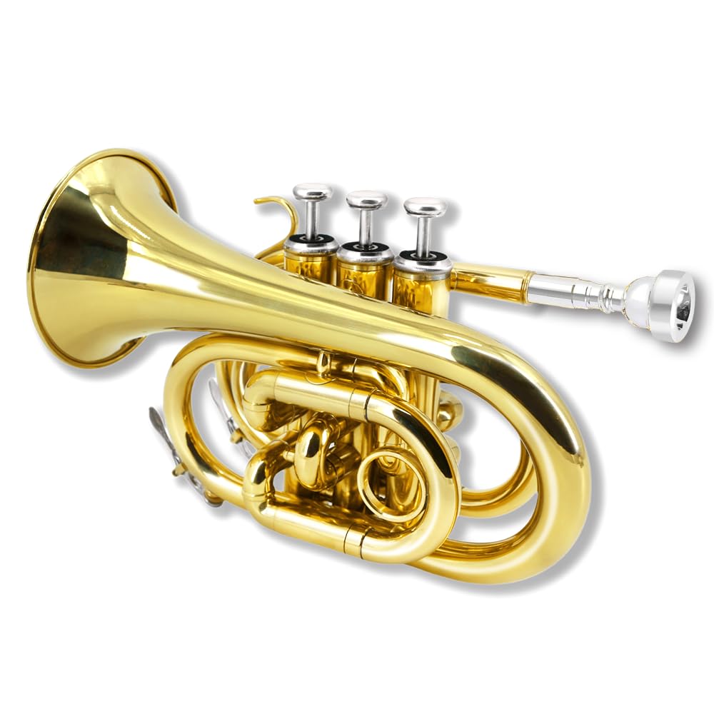 Bb Flat Brass Pocket Trumpet with 7C Mouthpiece J27945