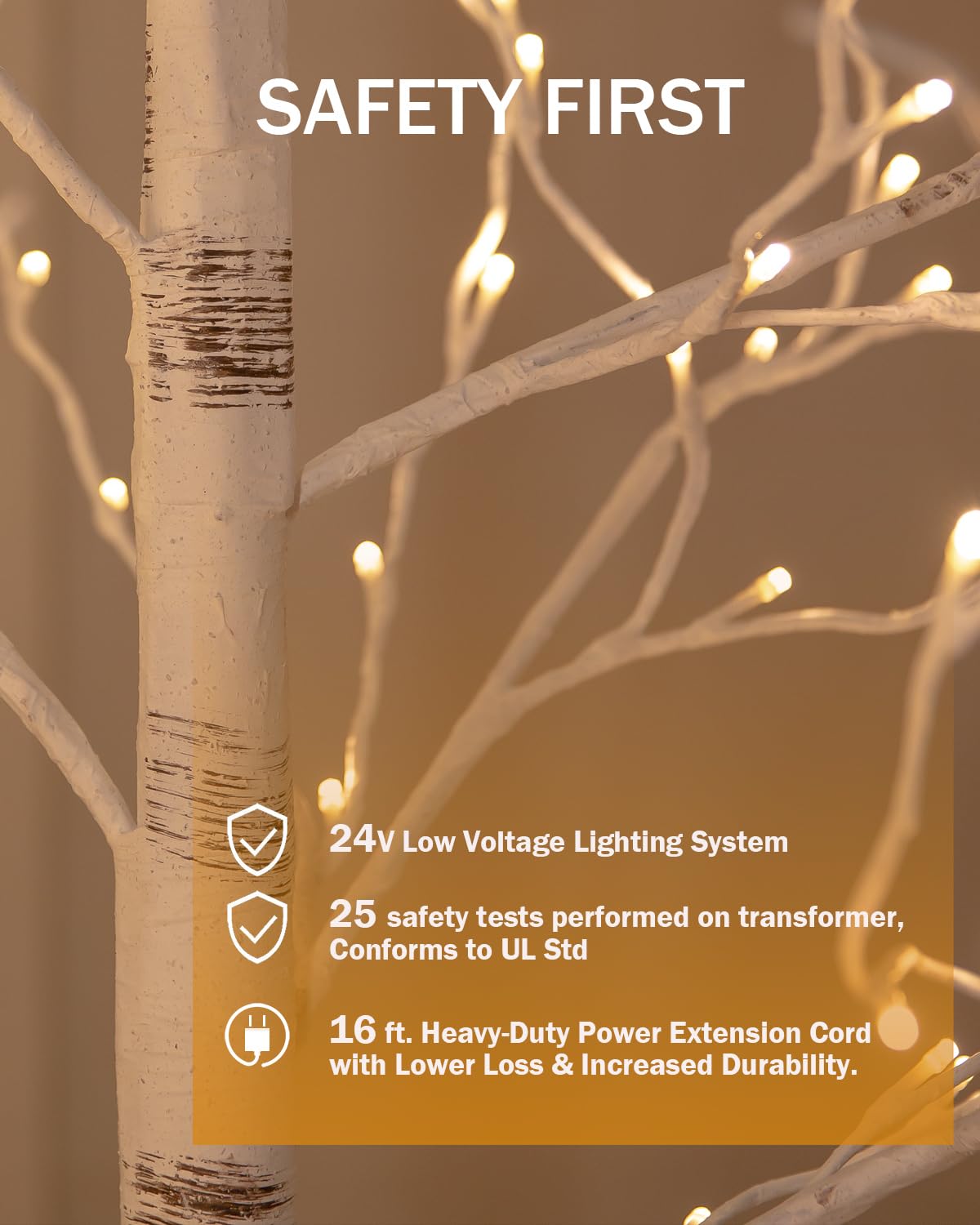Lighted Birch Tree Set 4ft 6ft 8ft 512 Warm White LEDs Y1073
