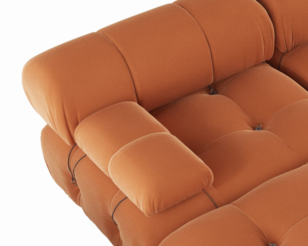 Orange Velvet L Shaped Sectional Sofa with Ottoman H30011