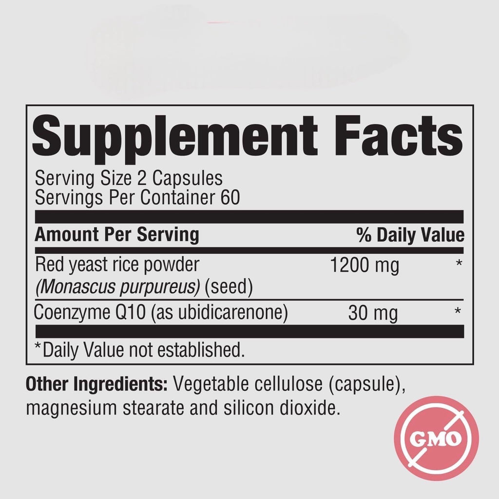 Extra Strength Red Yeast Rice 1200mg with CoQ10 120 Capsules L327015