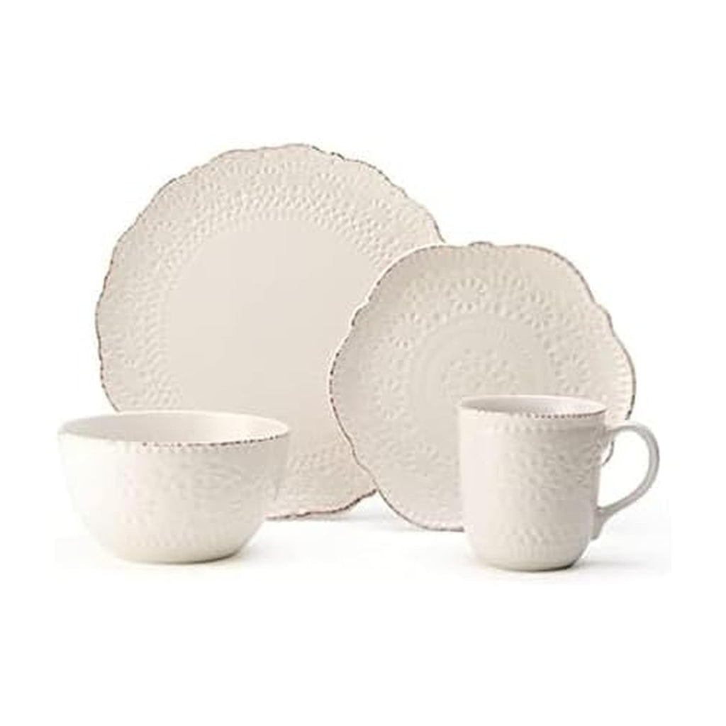 Cream 16-Piece Stoneware Dinnerware Set F12051