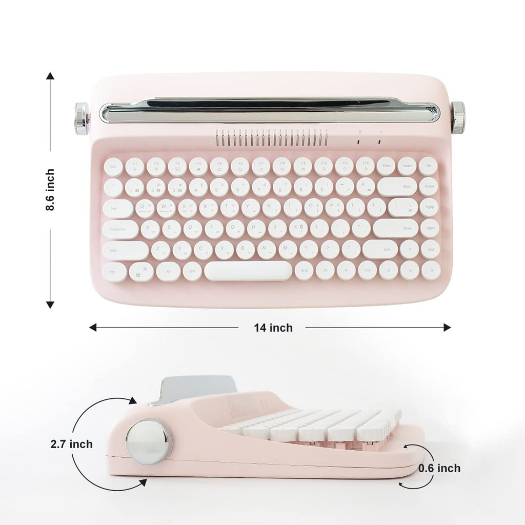 Wireless Retro Typewriter Bluetooth Keyboard Baby Pink O37915