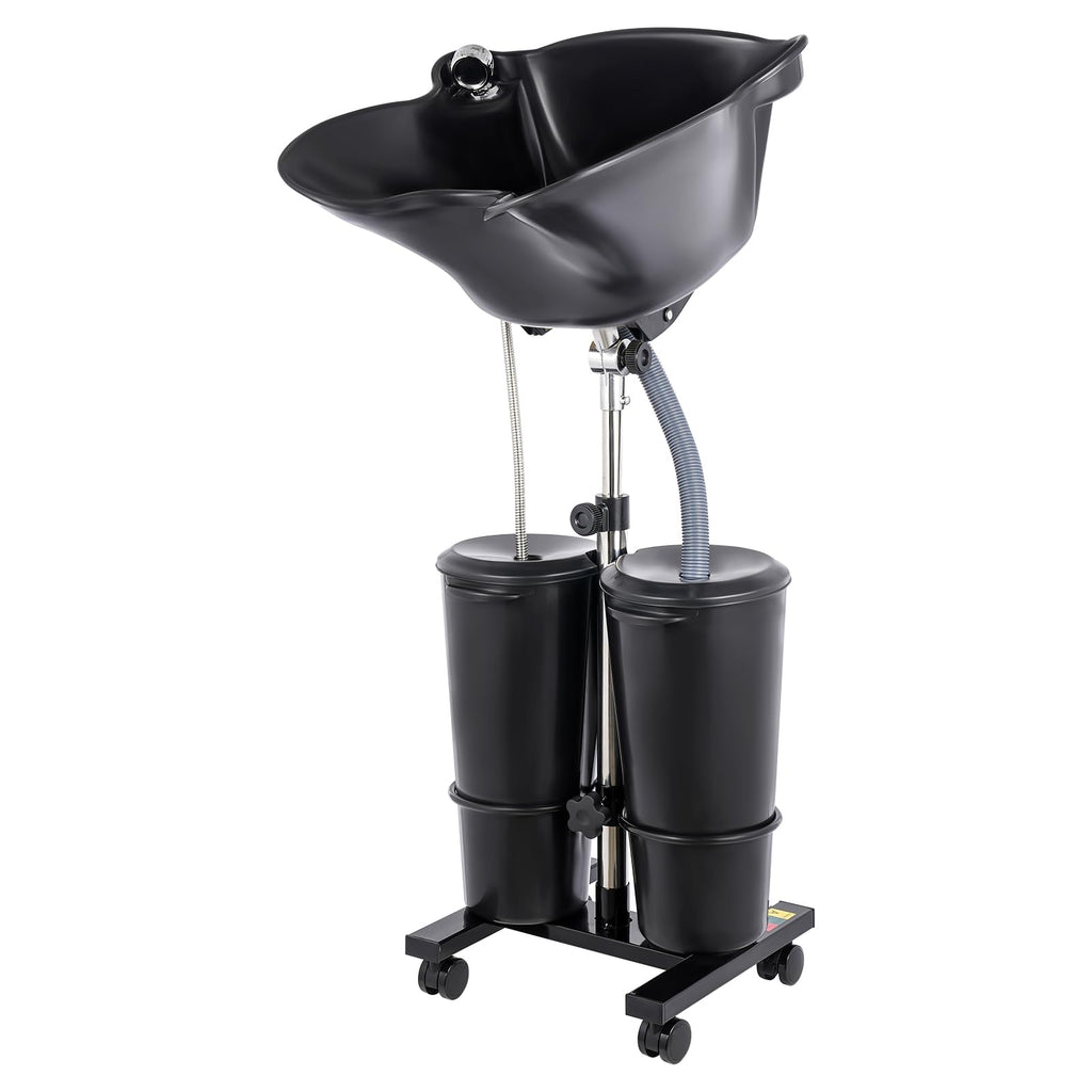 Portable Shampoo Bowl with Dual Buckets and Drain Hoses D63411