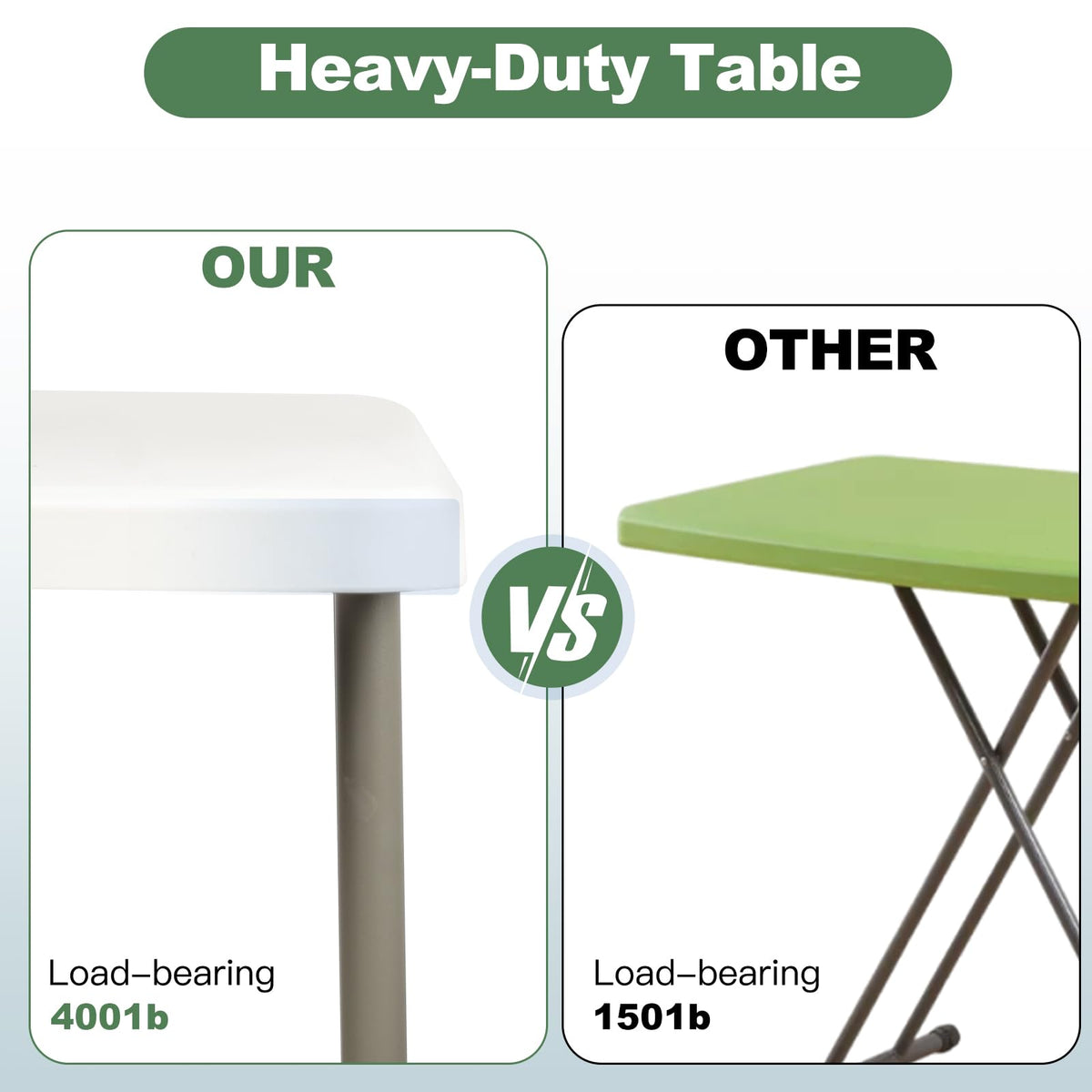 6FT Folding Plastic Utility Table with Carrying Handle, White U3499