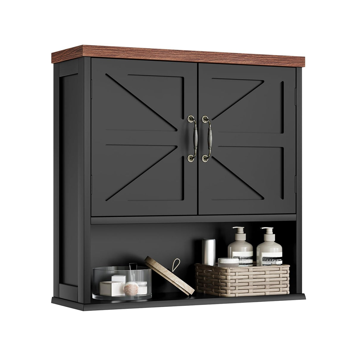 Black Wall Mounted Bathroom Cabinet with Adjustable Shelf T912
