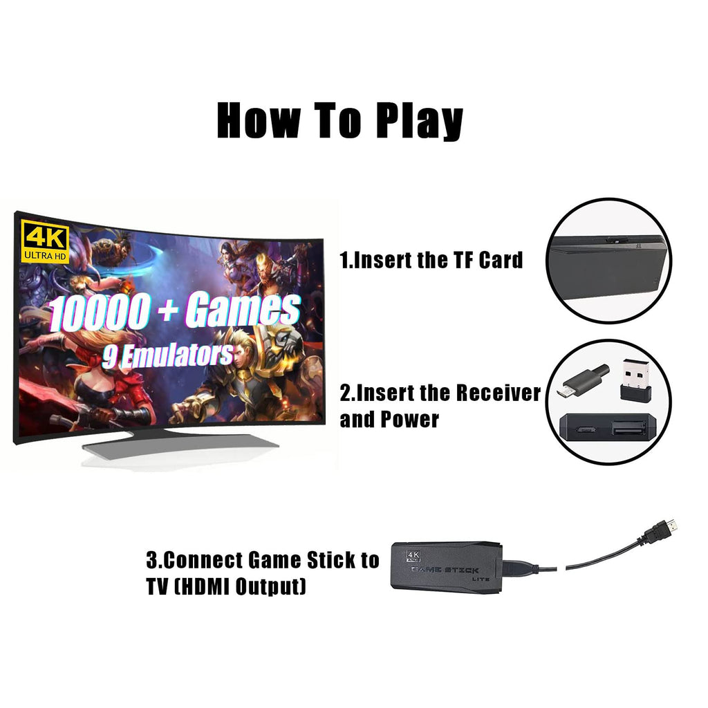Black Wireless Retro Game Console with 2.4G Controllers N1745
