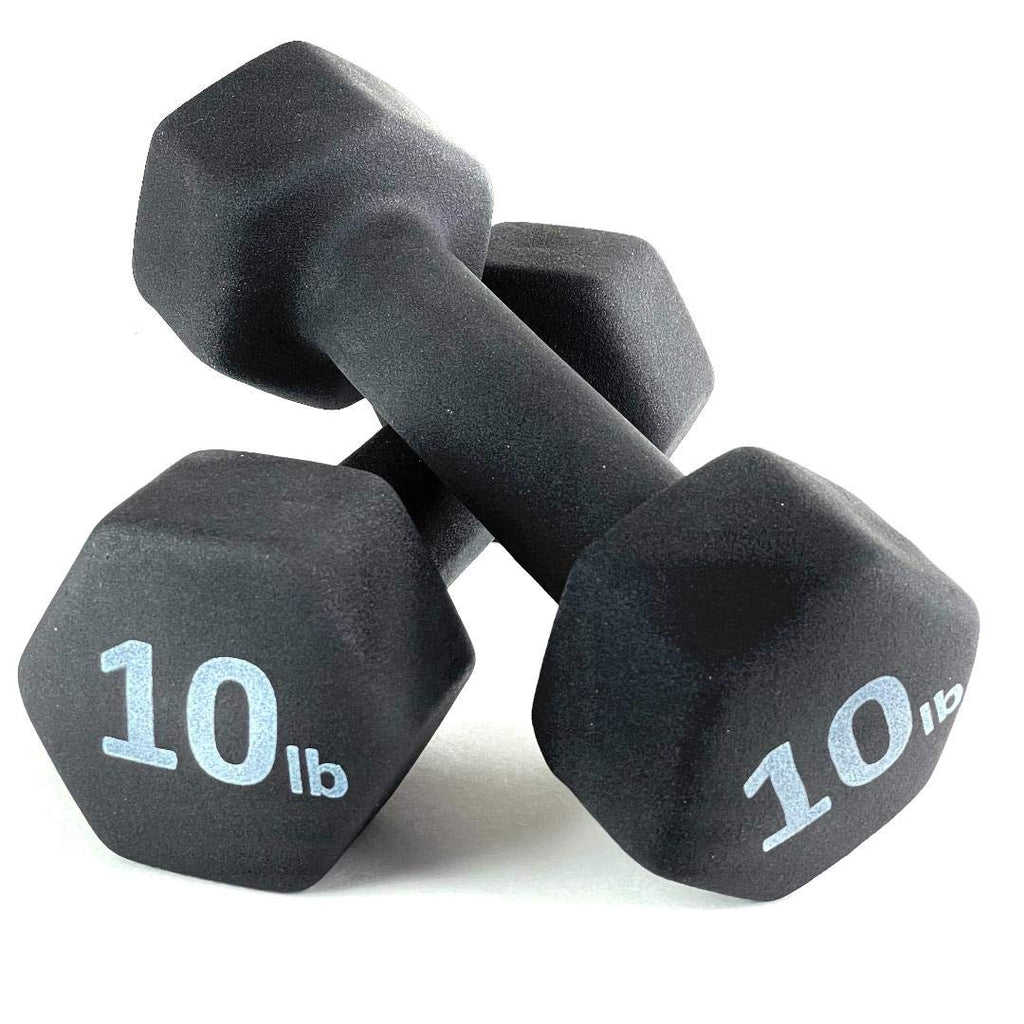 Black 10LB Set of 2 Neoprene Coated Hex Dumbbell W29287