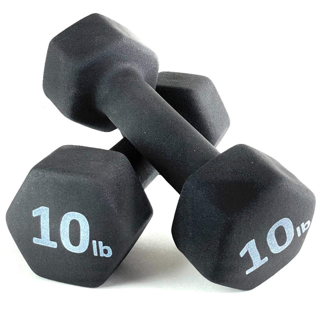Black 10LB Set of 2 Neoprene Coated Hex Dumbbell W29287